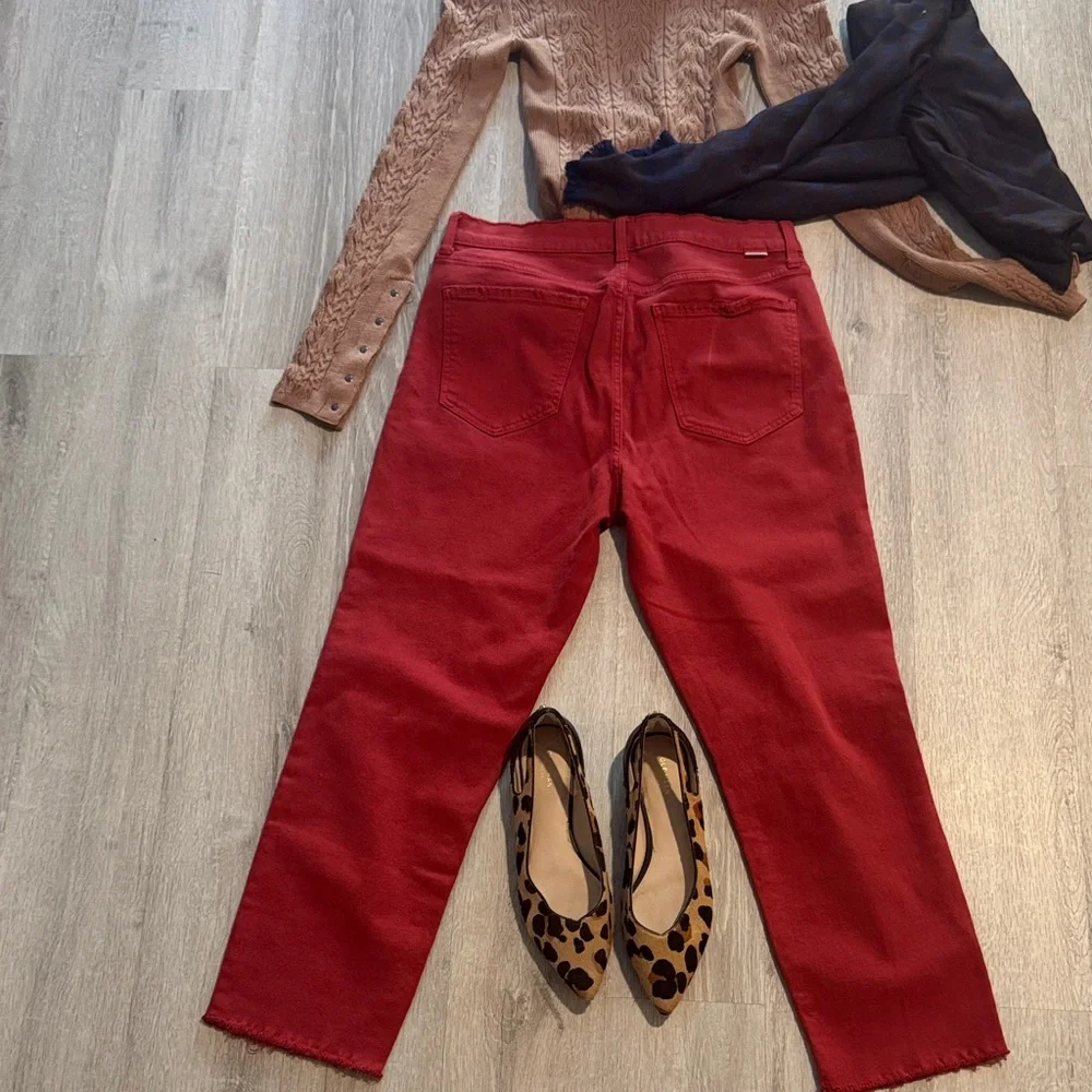 Women's DAZE Distressed Red Jeans